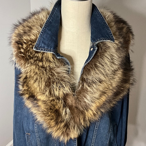 ** Ralph Lauren Denim Jacket with Fox Fur - Picture 1 of 4